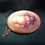 SOLD Worcester gold mounted fruits brooch, by Richard Sebright Antiques Scotland Antique Ceramics