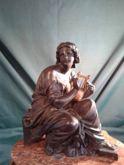 French Art Nouveau rouge marble mantle clock - Image 2