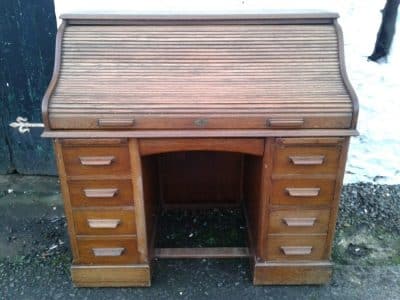 SOLD Lebus Edwardian Oak Roll Top Desk Antiques Scotland Antique Desks 3