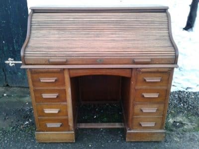 SOLD Lebus Edwardian Oak Roll Top Desk