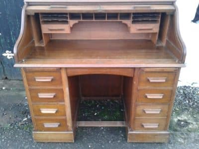 SOLD Lebus Edwardian Oak Roll Top Desk - Image 3