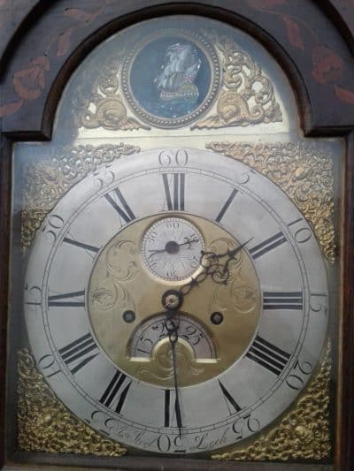 SOLD 18th c Marquetry Automaton longcase clock. 18th Cent Antique Clocks 8