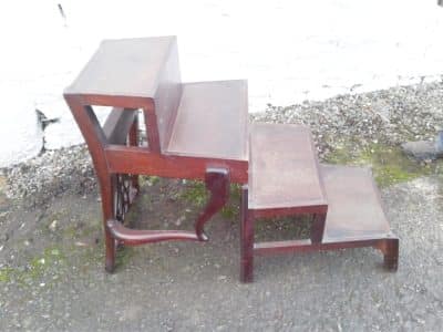 George III styled mahogany library step chair - Image 3
