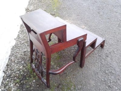 George III styled mahogany library step chair - Image 5