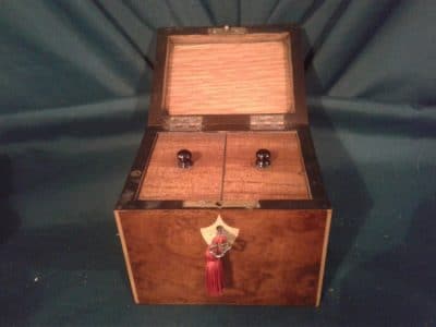 Georgian burr walnut inlaid tea caddy 18th Cent Miscellaneous 4