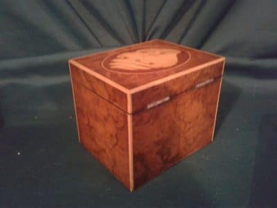 Georgian burr walnut inlaid tea caddy - Image 3