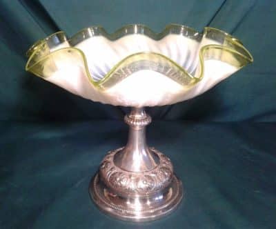 Vaseline glass and plated comport - Image 4