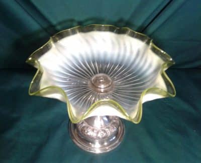 Vaseline glass and plated comport - Image 3