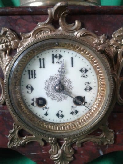 Art Nouveau rouge marble statue mantle clock Antiques Scotland Antique Clocks 6