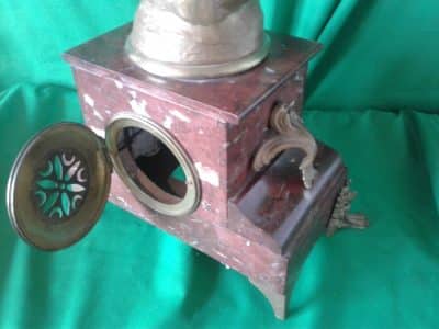Art Nouveau rouge marble statue mantle clock - Image 6