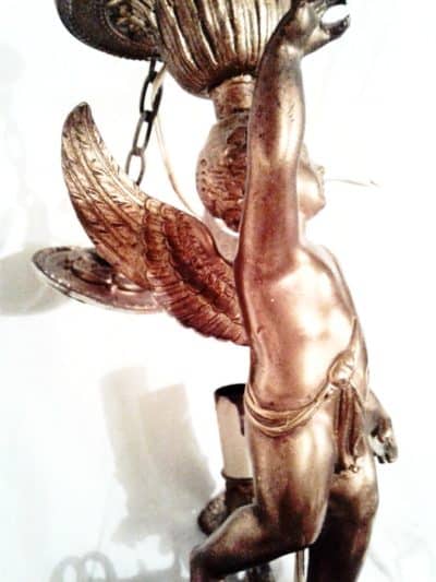 SOLD Early 20th century French gilt cherub five point chandelier - Image 3