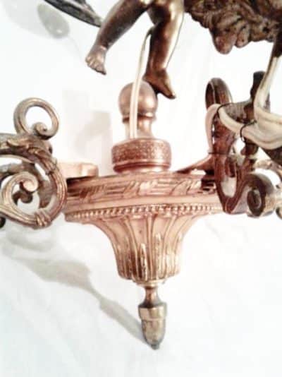 SOLD Early 20th century French gilt cherub five point chandelier - Image 2