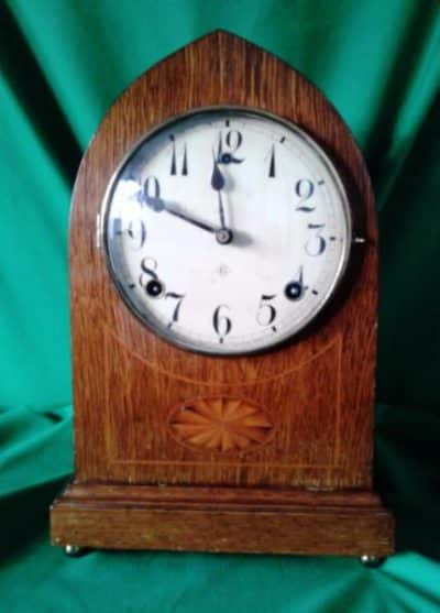 SOLD Edwardian oak cased lancet clock