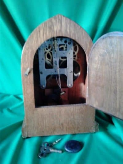 SOLD Edwardian oak cased lancet clock - Image 5