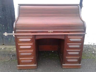 Rare Victorian Mahogany Roll Top Desk 19th century Antique Desks 4