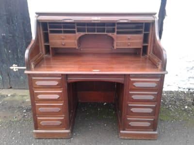 Rare Victorian Mahogany Roll Top Desk 19th century Antique Desks 9