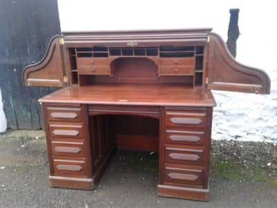 Rare Victorian Mahogany Roll Top Desk - Image 8