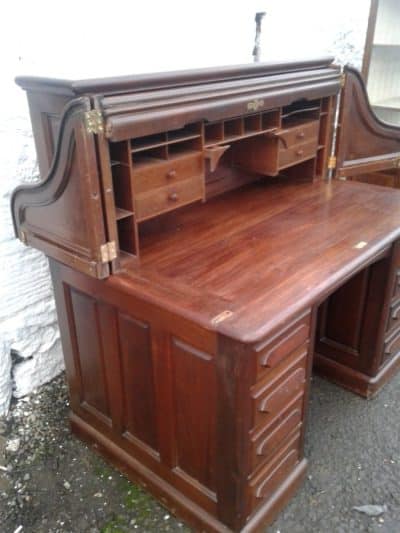Rare Victorian Mahogany Roll Top Desk - Image 9