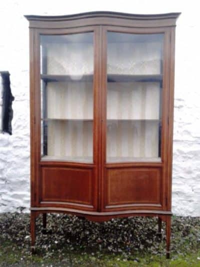 SOLD Large Edwardian mahogany serpentine display cabinet. cabinet Antique Cabinets 3