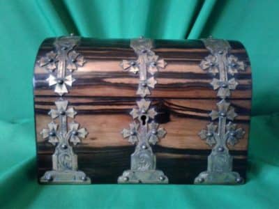 Victorian Corimandel brass bound stationary box