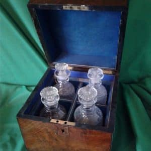 Victorian burr walnut decanter box set. Antique Antique Furniture