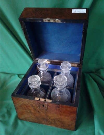 Victorian burr walnut decanter box set.