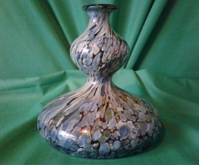 SOLD squat double gourd oil spot vase. Circa 1900s