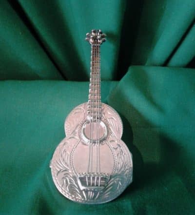 SOLD Silver acoustic guitar pill box