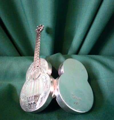 SOLD Silver acoustic guitar pill box Antiques Scotland Antique Art 5