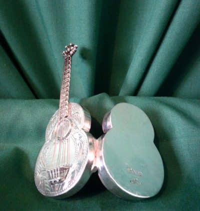 SOLD Silver acoustic guitar pill box - Image 3