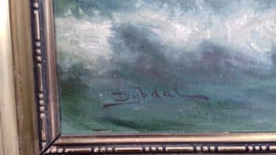 V Dybdal huge Oil on Canvas (19th century) 19th century Antique Art 5