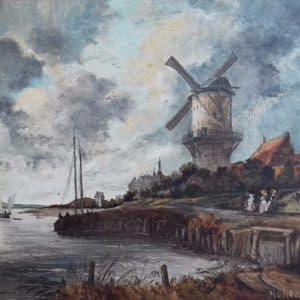 R A Holdaway Dutch Landscape 19th century Antique Art