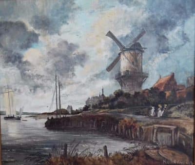 R A Holdaway Dutch Landscape 19th century Antique Art 3