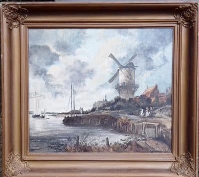 R A Holdaway Dutch Landscape 19th century Antique Art 4
