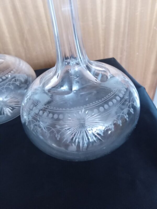 PAIR OF BULBOUS WINE DECANTERS. 29cm in height - Image 2
