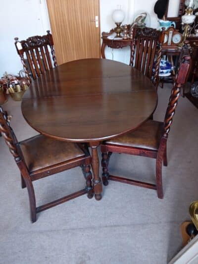 A WELSH DARK OAK DINING TABLE (FOLDING) OVAL SHAPE with 4 CHAIRS Antique Chairs 3