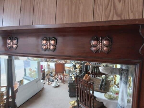 AN ART NOUVEAU OVERMANTEL MIRROR IN MAHOGANY - Image 2