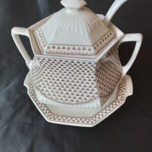 AN ADAMS SOUP TUREEN in SHAMROCK PATTERN with Base Plate/Ladle. Vintage