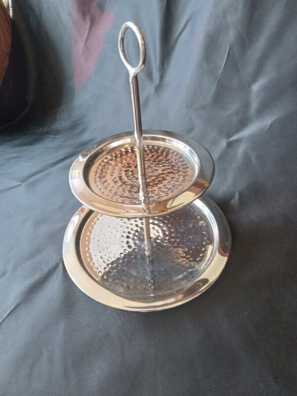 A CHROMIUM 2 TIER CAKE/SANDWICH STAND Antique Metals 3