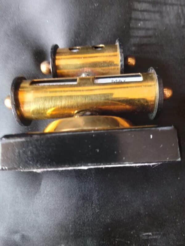 AN UNUSUAL PERPETUAL CALENDAR 2 TIER in BRASS on SLATE BASE. - Image 5