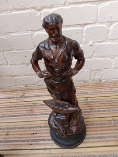 A VICTORIAN PAIR OF INDUSTRIAL SPELTER FIGURES. 1870’s Antique Sculptures 4