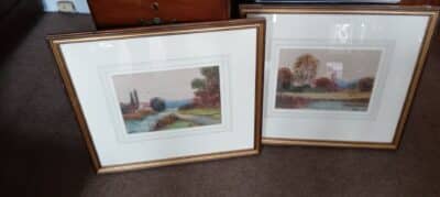 A PAIR OF RIVERSIDE  SCENES. East Anglia (Essex/Suffolk/Norfolk) Antique Art 3