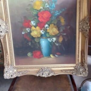 AN OIL on CANVAS Signed Painting. ‘ FLOWERS TO DELIGHT ‘ Fine Oil Paintings Antique Art