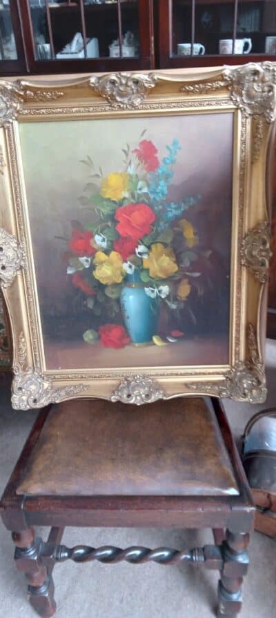AN OIL on CANVAS Signed Painting. ‘ FLOWERS TO DELIGHT ‘ Fine Oil Paintings Antique Art 3