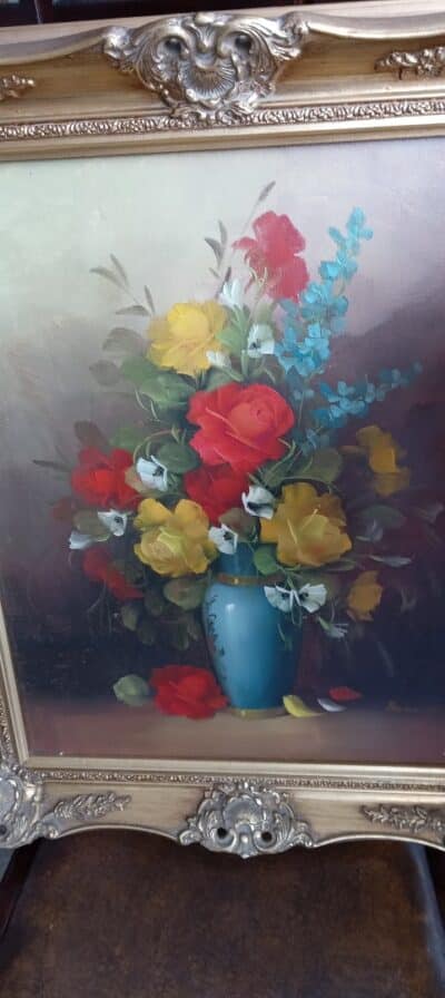 AN OIL on CANVAS Signed Painting. ‘ FLOWERS TO DELIGHT ‘ Fine Oil Paintings Antique Art 4