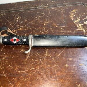 Rare saw back bladed German Hitler Youth Knife & Scabbard Military & War Antiques