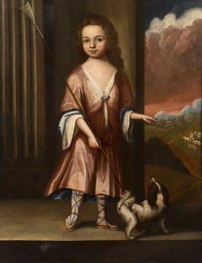 18th Oil Portraits Young Boy Jonathan King Circle Of Charles D'agar Antique Paintings Spaniel Dogs - Image 11