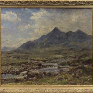 SOLD HERBERT F ROYLE (Scottish 1870 -1958), SGURR NAN GILLEAN, SKYE oil on canvas board 19th century Antique Art