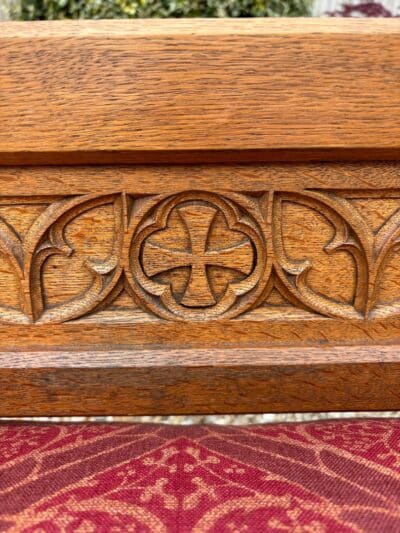 Gothic Revival Oak Hall Seat - Image 4