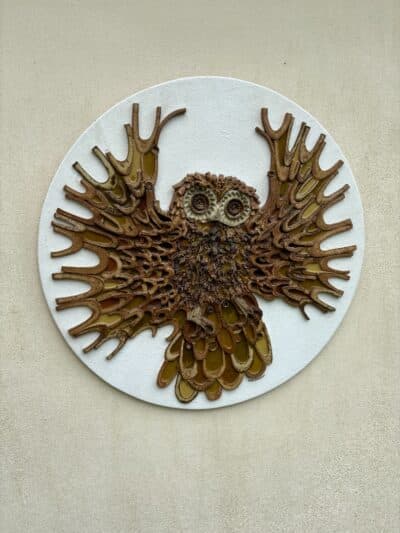 Large Owl Roundel Pottery Plaque by Williamson ceramic figure Antique Ceramics 11